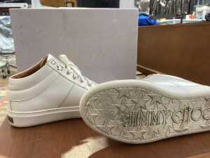 Jimmy Choo 'Bells' high top white calf leather sneakers - 5