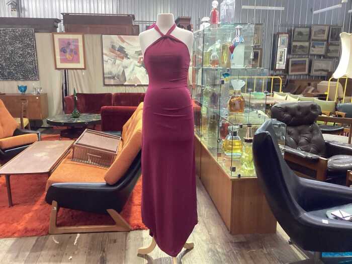 Perfect Stranger Isla halter twist maxi dress in burgundy, size 4