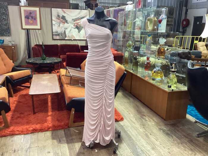 Meshki Capri gathered slinky maxi dress in powder pink, size S