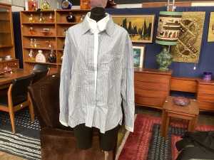 Acne Studios layered button-up blue and white shirt, size 38