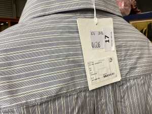 Acne Studios layered button-up blue and white shirt, size 38 - 4
