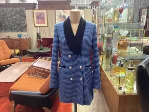 Rebecca Valance Ilona mini blazer in blue/ black, size 10