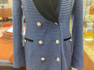 Rebecca Valance Ilona mini blazer in blue/ black, size 10 - 2