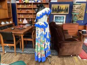 Alemais off-the-shoulder dress with bold patterns, size 16