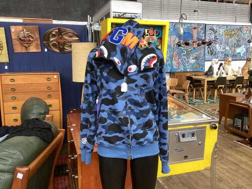 A Bathing Ape camo blue hoodie, size S
