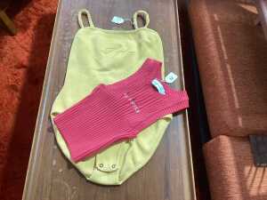 Aje Emma logo bodysuit in yellow and passionate red crop top, size S