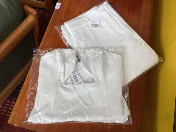 Kookai Ariel white low-cut top and low-rise pants