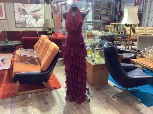 Vivienne Collection maroon ruffled dress, size XS