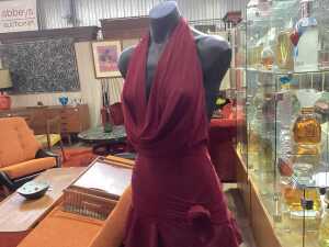 Vivienne Collection maroon ruffled dress, size XS - 2