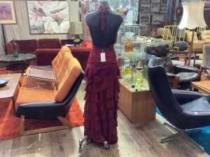 Vivienne Collection maroon ruffled dress, size XS - 3