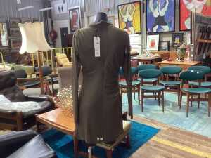 Minkpink high-neck dress in khaki, size L - 2