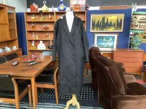 Hemi Blurr double-breasted wool coat in charcoal grey, size S