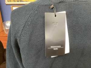 Designer-style long-sleeve top and sweater in navy, size M - 3