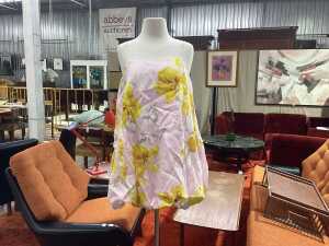 Kivari Francine bubble mini dress in pink/ yellow, size 8