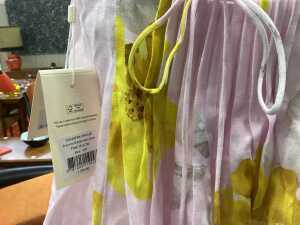 Kivari Francine bubble mini dress in pink/ yellow, size 8 - 3