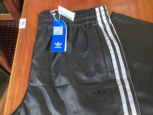 Adidas noir leather track pants, size L - 2