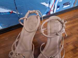 Aje strappy heels in neutral, size 40 - 2