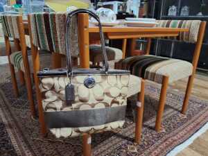Designer-style tote bag in brown tones