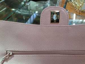 Designer-style pink quilted flap bag with chain strap - 4