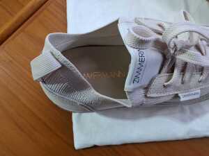 Designer-style retro knit suede runners in cream, size 38 - 4