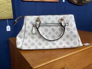 Designer-style handbag with white and gold tones - 2
