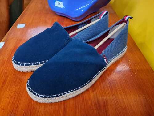 Designer-style espadrilles in blue tones size 45