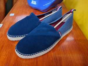 Designer-style espadrilles in blue tones size 45