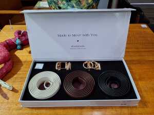Bella Belts trio of leather belts and gold-tone buckles