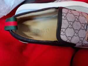 Pair of designer style slip-on canvas shoes with lion motif, size 37 - 4