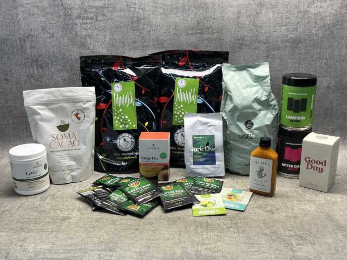 Group of mostly tea and coffee
