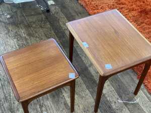 Australian mid-century teak nest of two tables - 2