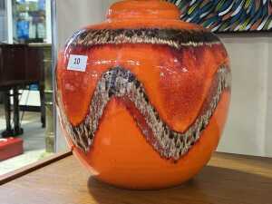 Orange lava glaze pottery lamp - 2