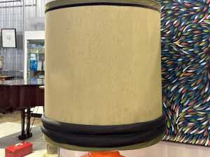 Orange lava glaze pottery lamp - 3