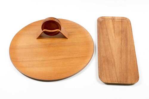Mid-century teak coasters and trays
