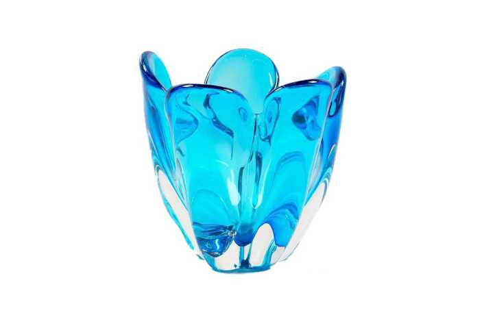 Mid-century art glass vase in blue