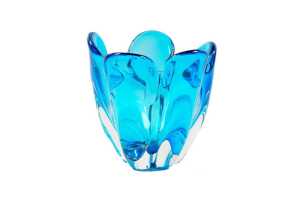 Mid-century art glass vase in blue