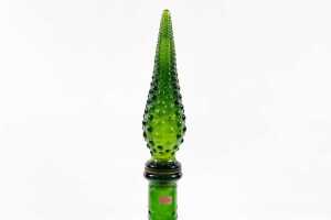 Mid-century Italian green glass hobnail genie bottle - 2