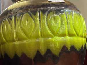 Mid-century ceramic table lamp with bronze and green glaze - 4