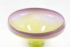 James McMurtrie art glass centrepiece bowl in yellow and purple - 2