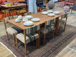 Mid-century teak seven piece dining suite