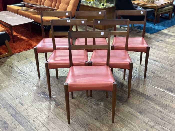 Set of six mid-century dining chairs