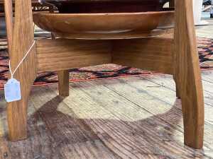 Mid-century Meera plant pot and saucer on timber stand - 3