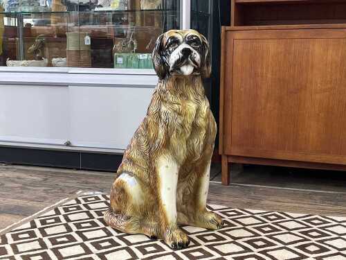 Glazed ceramic Saint Bernard dog figure