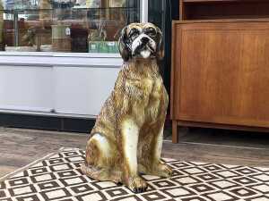 Glazed ceramic Saint Bernard dog figure