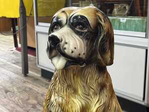 Glazed ceramic Saint Bernard dog figure - 3