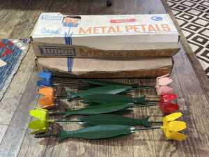 Mid-century Tudor Metal Petals garden stake drink holders