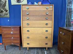 Alrob mid-century tallboy chest of seven drawers