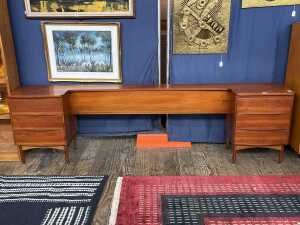 Mid-century teak combined bedhead and bedsides