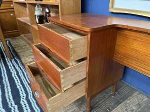 Mid-century teak combined bedhead and bedsides - 4