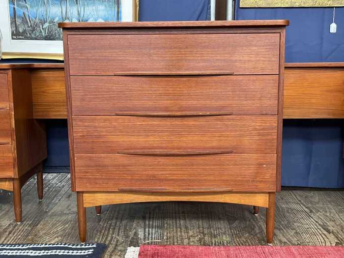Mid-century teak chest of four drawers